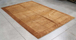 6x9 Pakistan Abstract Modern Contemporary Gradient Solid Brown Wool Rectangular Rug