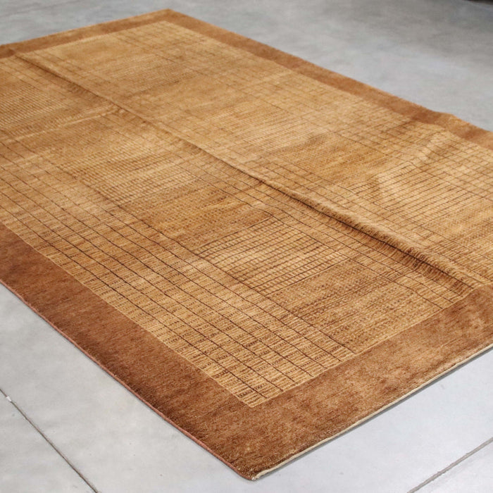 6x9 Pakistan Abstract Modern Contemporary Gradient Solid Brown Wool Rectangular Rug