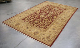 5x9 Pakistan Oushak Red Gold Wool Rectangular Rug
