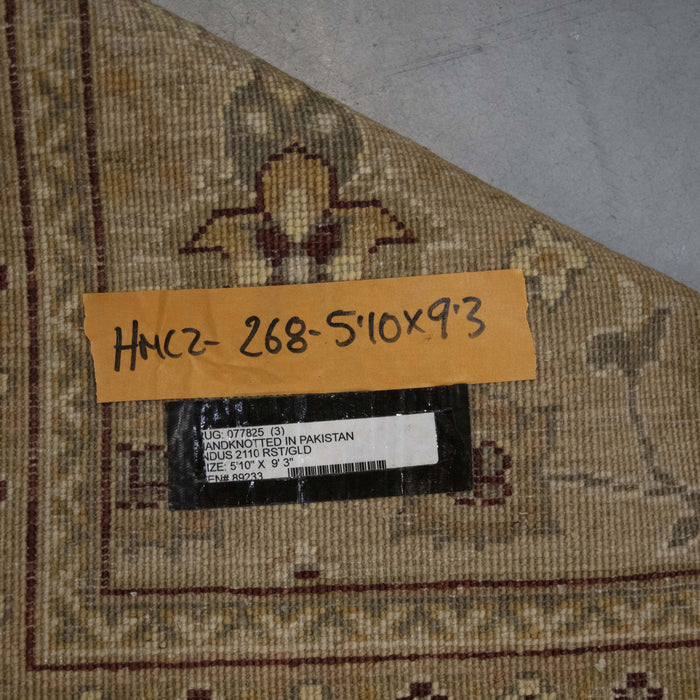 5x9 Pakistan Oushak Red Gold Wool Rectangular Rug