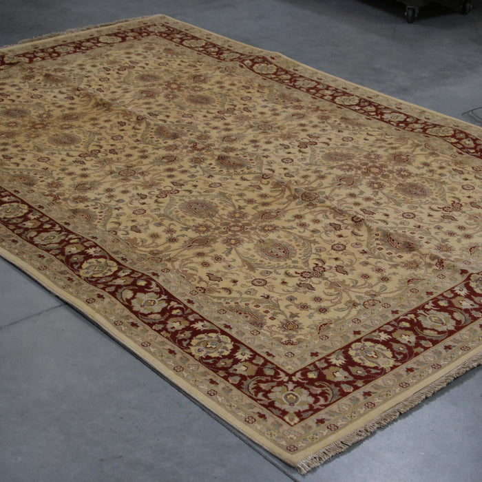 6x9 Pakistan Pak Persian Ivory Red Wool Rectangular Rug