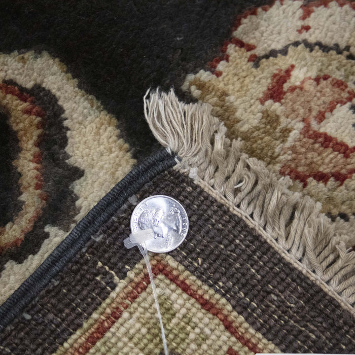 9x12 Pakistan Oushak Black Ivory Wool Rectangular Rug