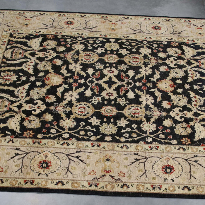 8x10 Pakistan Oushak Black Brown Wool Rectangular Rug
