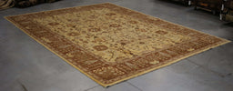 9x11 Pakistan Oushak Gold Brown Wool Rectangular Rug