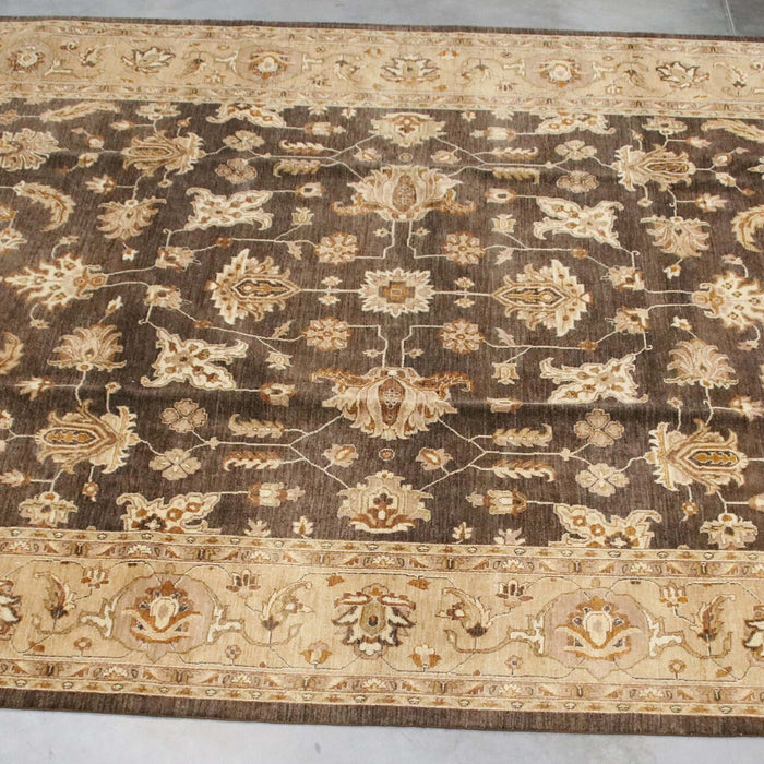9x12 Pakistan Oushak Brown Light Brown Wool Rectangular Rug