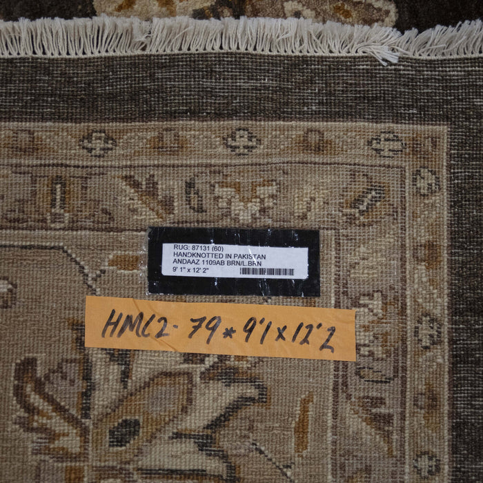 9x12 Pakistan Oushak Brown Light Brown Wool Rectangular Rug