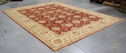10x13 Pakistan Oushak Terracotta Ivory Wool Rectangular Rug