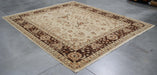 8x10 Pakistan Oushak Ivory Brown Wool Rectangular Rug