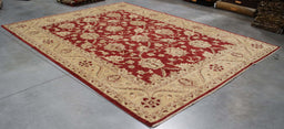 9x11 Pakistan Oushak Red Gold Wool Rectangular Rug