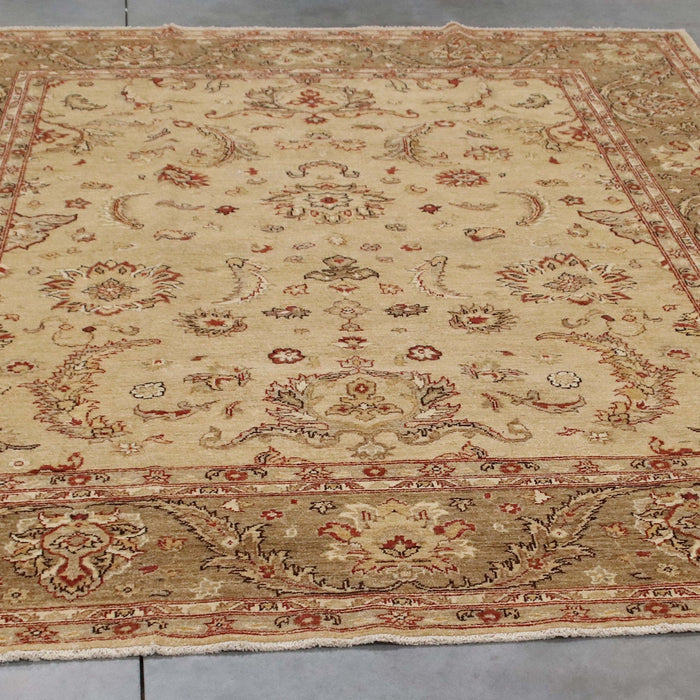 8x10 Pakistan Oushak Ivory Brown Wool Rectangular Rug