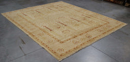 8x10 Pakistan Oushak Ivory Wool Rectangular Rug
