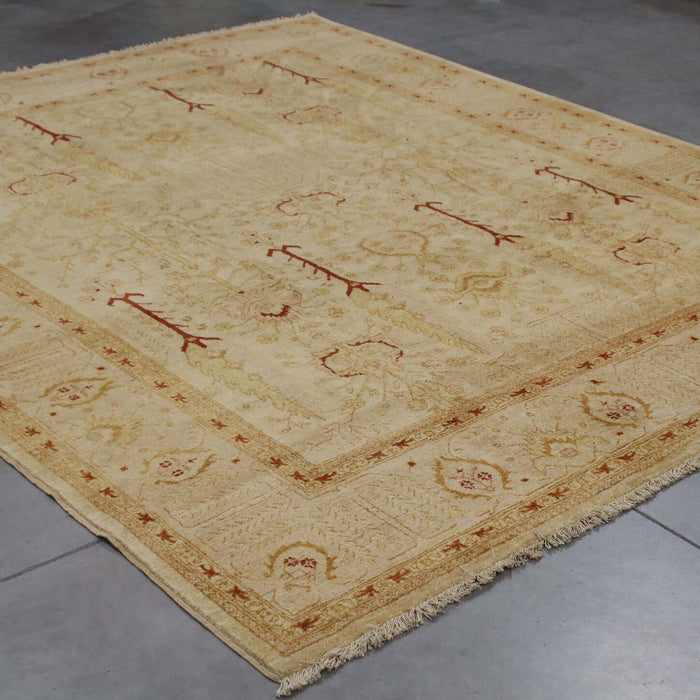 8x10 Pakistan Oushak Ivory Wool Rectangular Rug