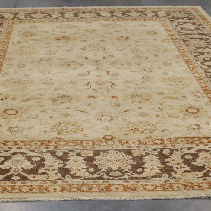 9x12 Pakistan Oushak Ivory Brown Wool Rectangular Rug
