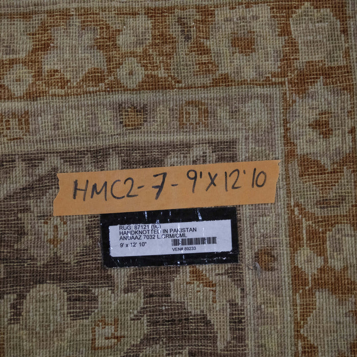 9x12 Pakistan Oushak Ivory Brown Wool Rectangular Rug