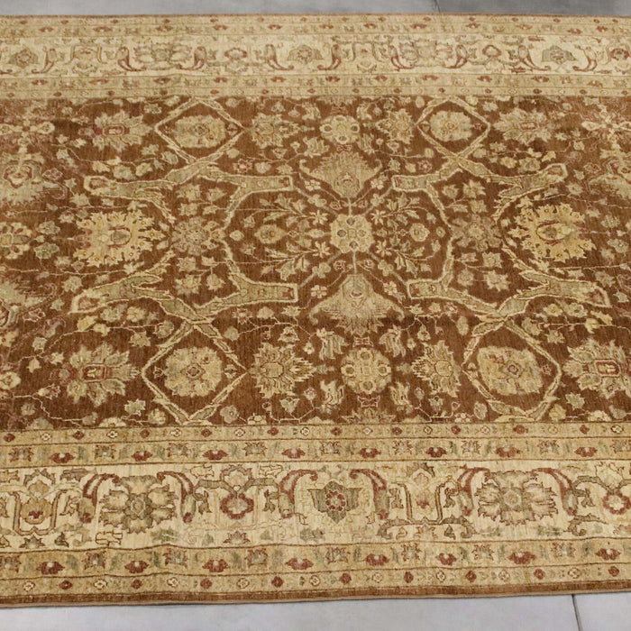 8x10 Pakistan Oushak Brown Ivory Wool Rectangular Rug