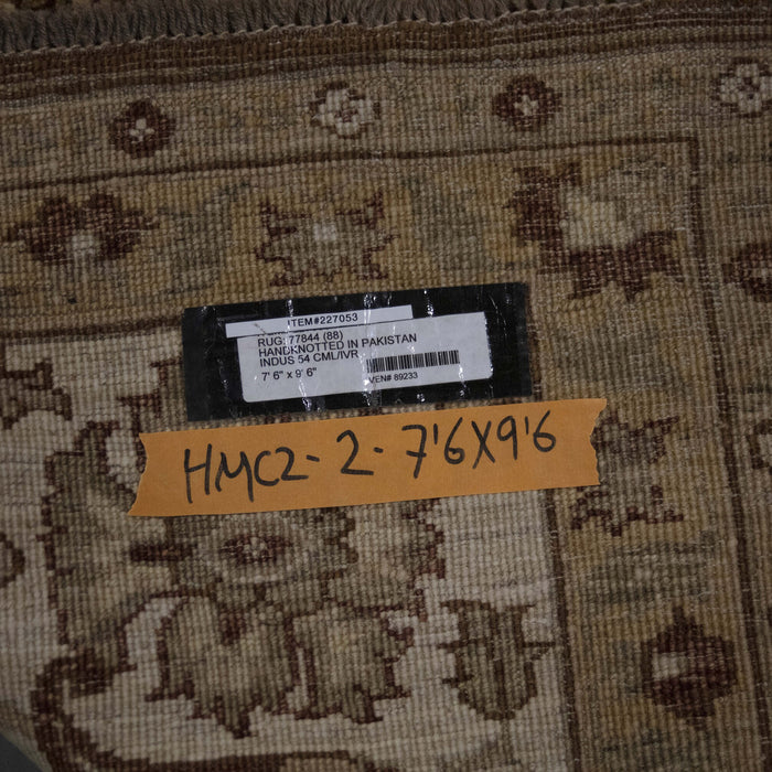 8x10 Pakistan Oushak Brown Ivory Wool Rectangular Rug