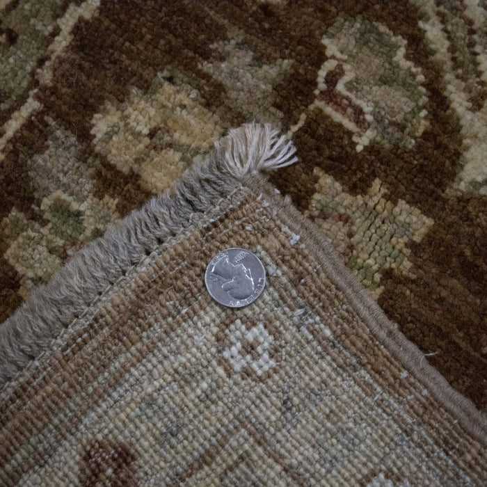 8x10 Pakistan Oushak Brown Ivory Wool Rectangular Rug