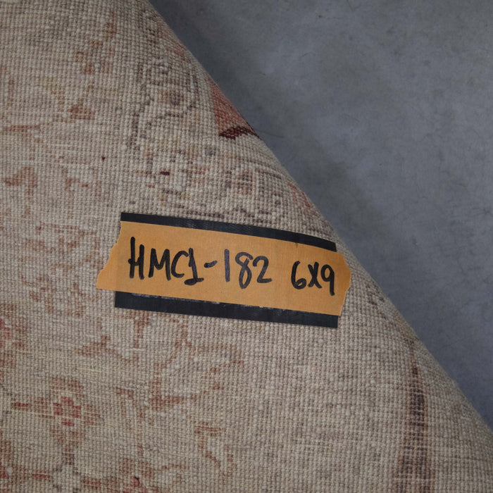 6x9 Pakistan Pak Persian Salmon Ivory Wool Rectangular Rug