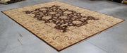 9x12 Pakistan Oushak Brown Ivory Wool Rectangular Rug