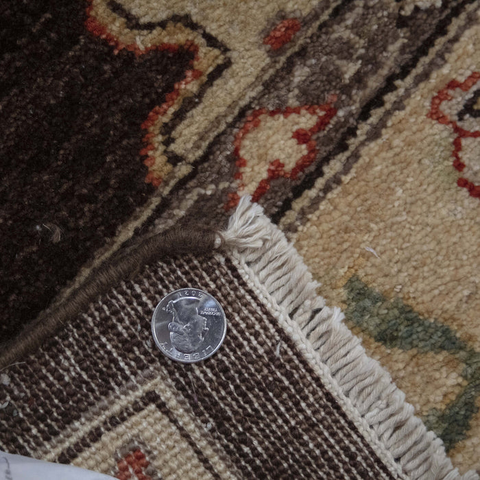 9x12 Pakistan Oushak Brown Ivory Wool Rectangular Rug