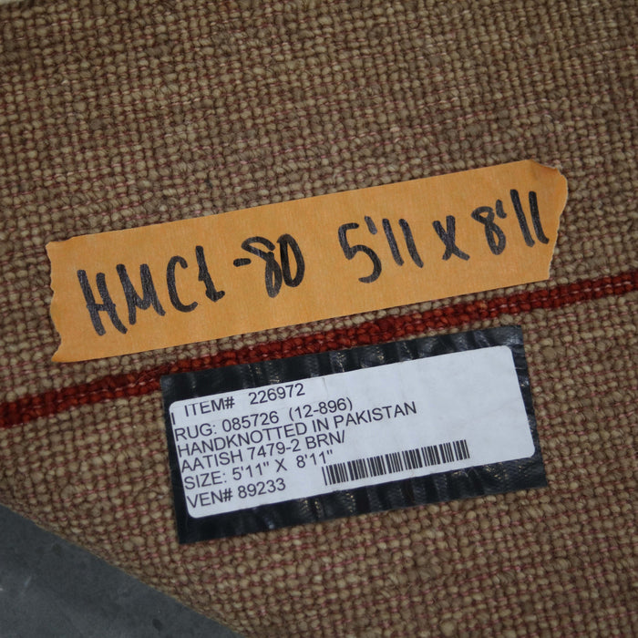 5x8 Pakistan Abstract Modern Contemporary Brown Wool Rectangular Rug