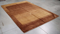 7x9 Pakistan Abstract Modern Contemporary Solid Brown Wool Rectangular Rug