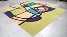 8x10 Nepal Abstract Modern Contemporary Art Deco Multicolored Green Wool Rectangular Rug
