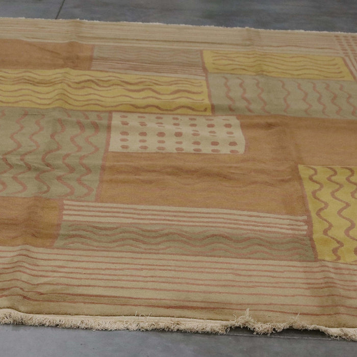 8x10 Nepal Abstract Modern Contemporary Multicolored Yellow Wool Rectangular Rug