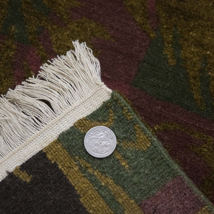 6x9 Nepal Abstract Modern Contemporary Black Gold Wool and Silk Rectangular Rug