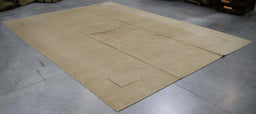 10x14 Nepal Abstract Modern Contemporary Solid Brown Ivory Wool Rectangular Rug