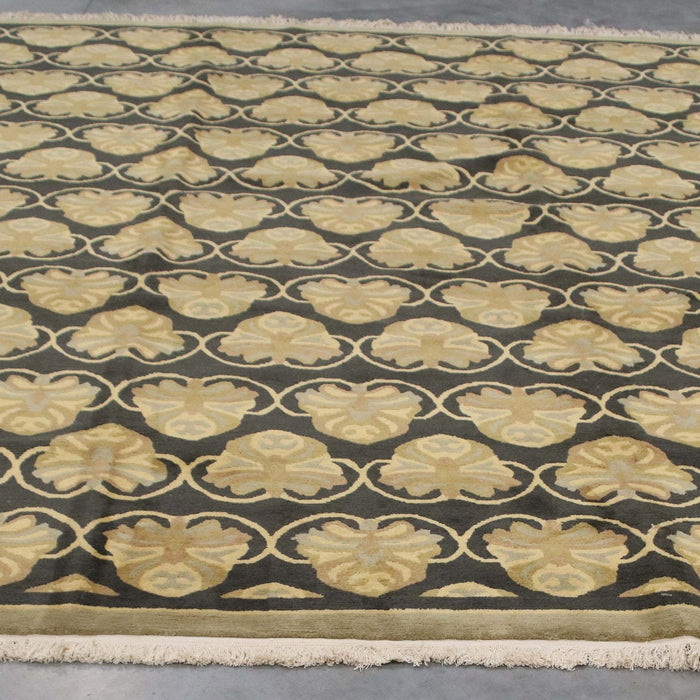 9x12 Nepal Abstract Modern Contemporary Green Wool Rectangular Rug