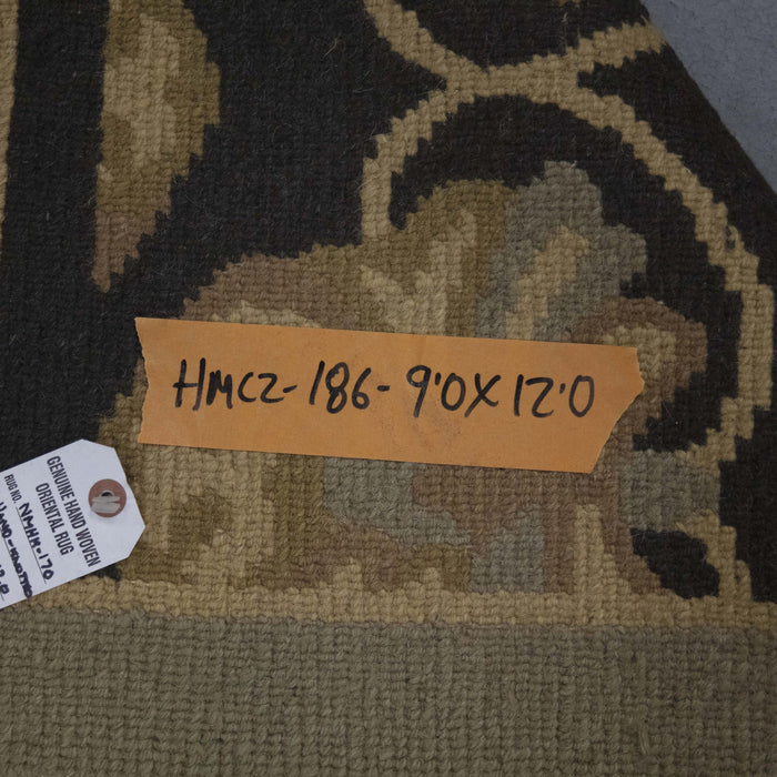 9x12 Nepal Abstract Modern Contemporary Green Wool Rectangular Rug