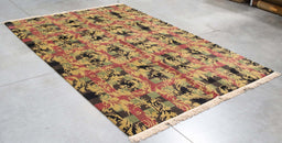 6x9 Nepal Abstract Modern Contemporary Black Brown Wool Rectangular Rug