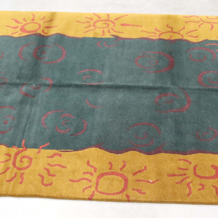 6x9 Nepal Abstract Modern Contemporary Yellow Green Wool Rectangular Rug