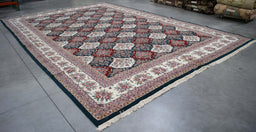 12x17 India Jaipur Green Red Wool Rectangular Rug