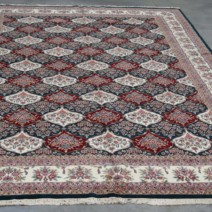 12x17 India Jaipur Green Red Wool Rectangular Rug