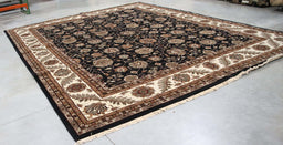 12x15 India Jaipur Black Ivory Wool Rectangular Rug