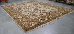 12x14 India Jaipur Ivory Gold Wool Rectangular Rug