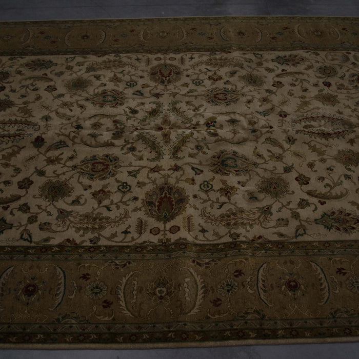 12x18 India Oushak Ivory Brown Wool Rectangular Rug