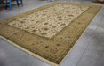 12x18 India Oushak Ivory Brown Wool Rectangular Rug