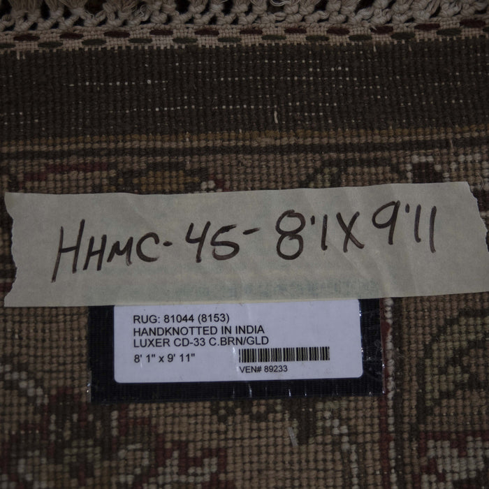 8x9 India Jaipur Brown Gold Wool Rectangular Rug