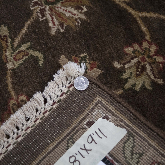 8x9 India Jaipur Brown Gold Wool Rectangular Rug