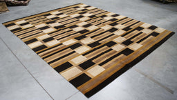 8x9 India Abstract Modern Contemporary Brown Black Wool Rectangular Rug