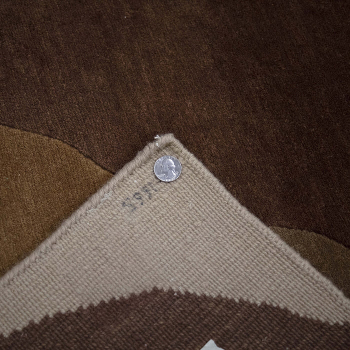 8x10 India Abstract Modern Contemporary Ivory Brown Wool Rectangular Rug