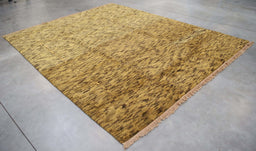 8x10 India Abstract Modern Contemporary Gradient Solid Yellow Brown Wool Rectangular Rug