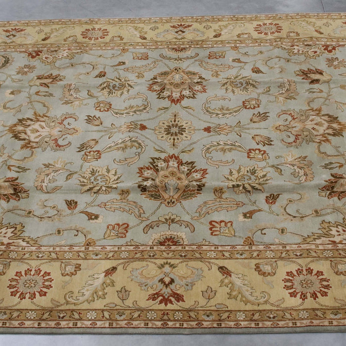 10x14 India Jaipur Blue Gold Wool Rectangular Rug