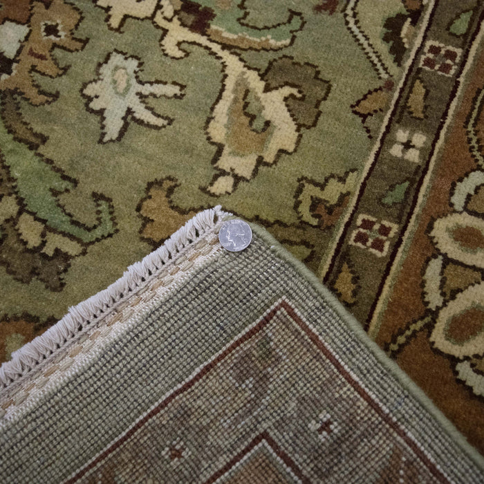 8x10 India Jaipur Green Gold Wool Rectangular Rug