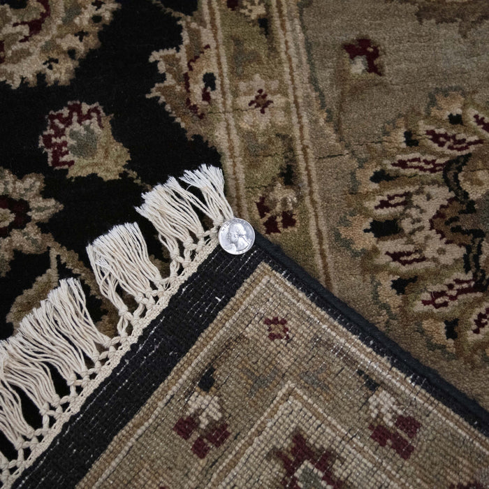 7x10 India Jaipur Black Brown Wool Rectangular Rug