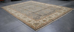 10x13 India Oushak Grey Blue Wool Rectangular Rug