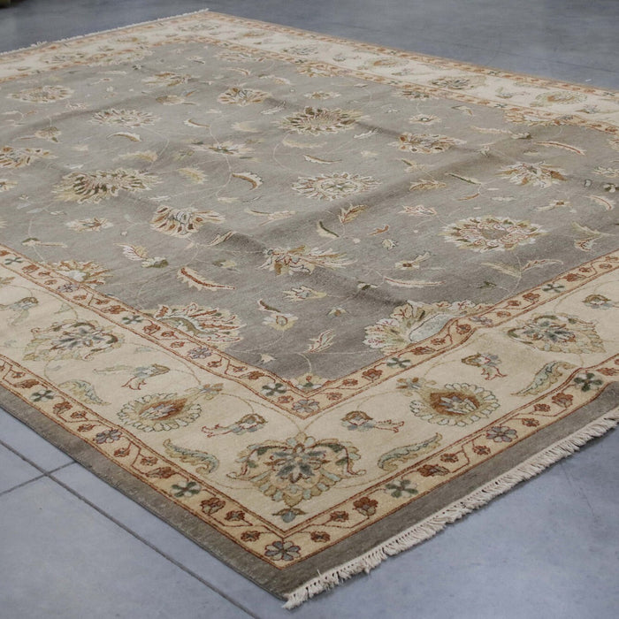 10x13 India Oushak Grey Blue Wool Rectangular Rug